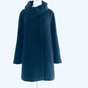 CINZIA ROCCA Soft Baby Wool Funnel Neck Coat Made in Italy, navy